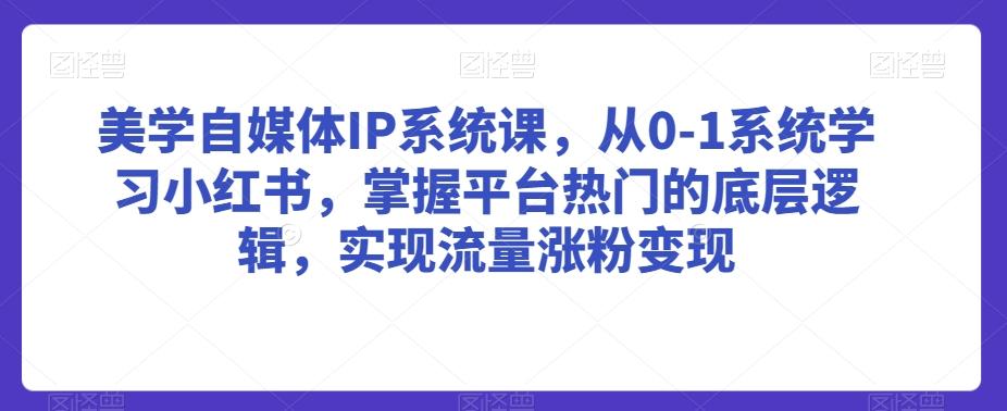 美学自媒体IP系统课，从0-1系统学习小红书，掌握平台热门的底层逻辑，实现流量涨粉变现-Zv头条