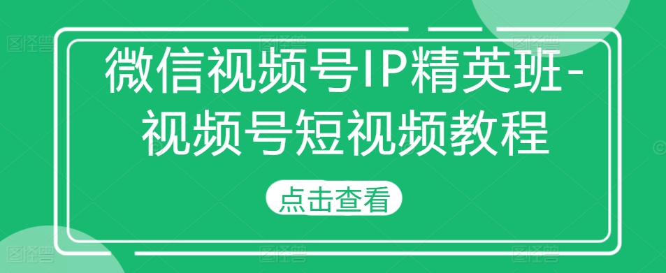 微信视频号IP精英班-视频号短视频教程-Zv头条
