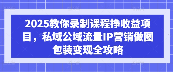 2025教你录制课程挣收益项目，私域公域流量IP营销做图包装变现全攻略-Zv头条